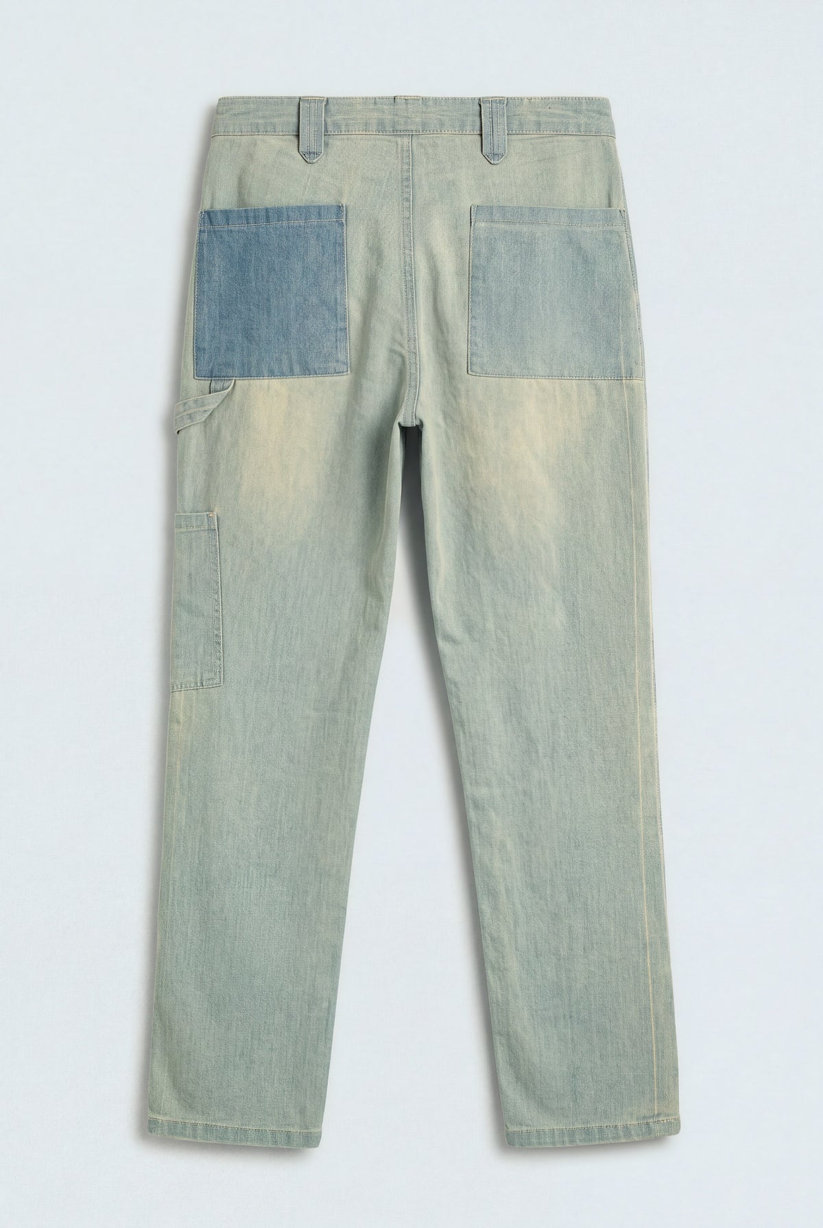 Mid Blue Regular Fit Denim Trousers - Back Flat Lay - Hustle N Holla