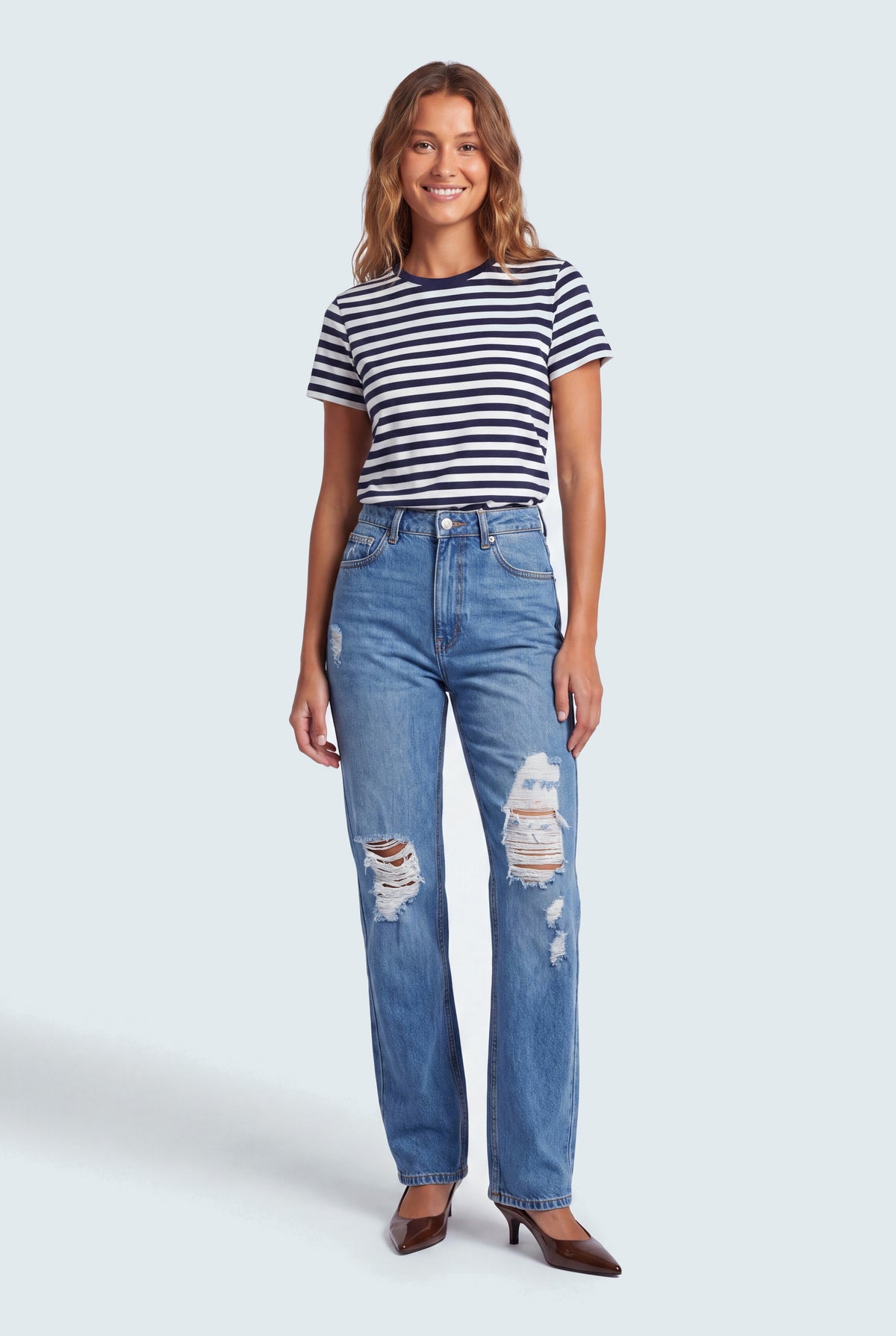 Mid Blue Straight Fit Jeans - Hustle N Holla