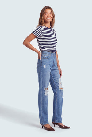 Mid Blue Straight Fit Jeans - Hustle N Holla