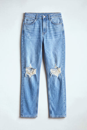 Mid Blue Straight Fit Jeans - Hustle N Holla