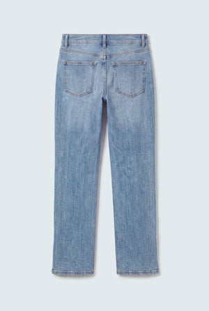 Mid Wash Straight Jeans With Side Vents - Hustle N Holla
