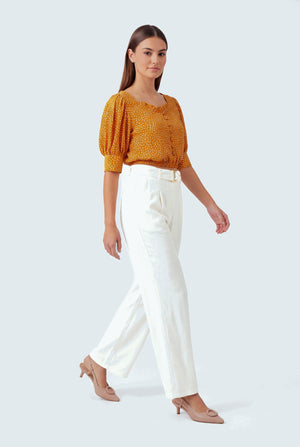 Mustard Printed Cropped Blouse - Hustle N Holla
