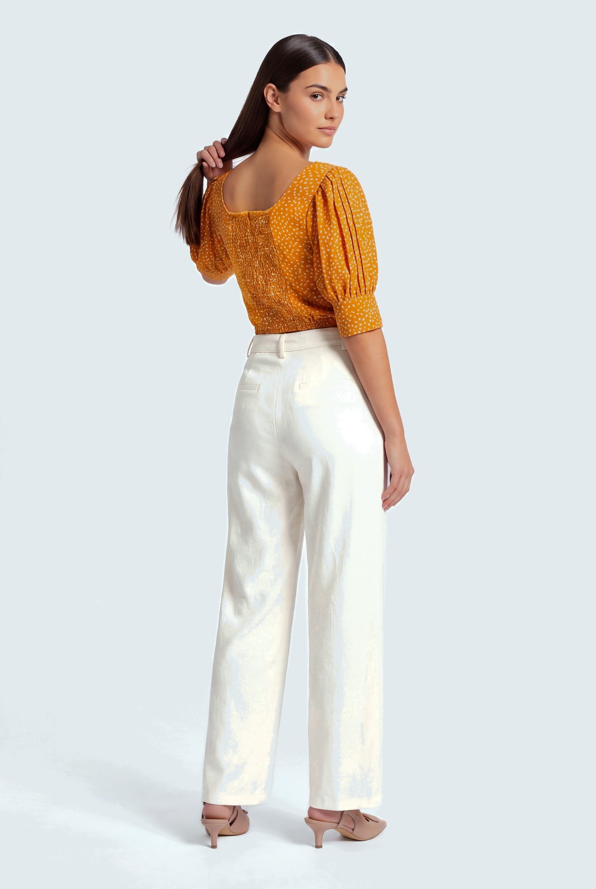 Mustard Printed Cropped Blouse - Hustle N Holla
