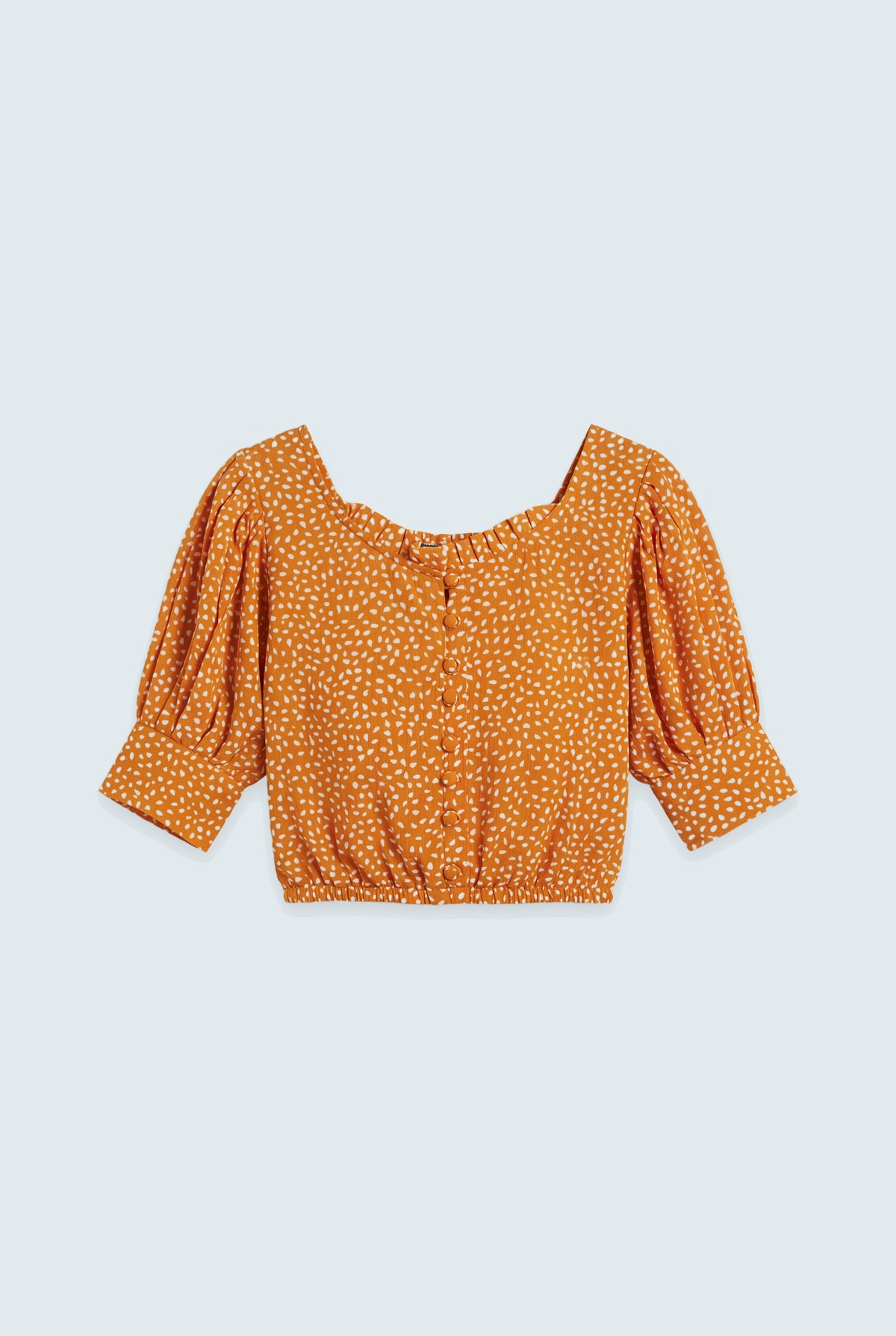 Mustard Printed Cropped Blouse - Hustle N Holla