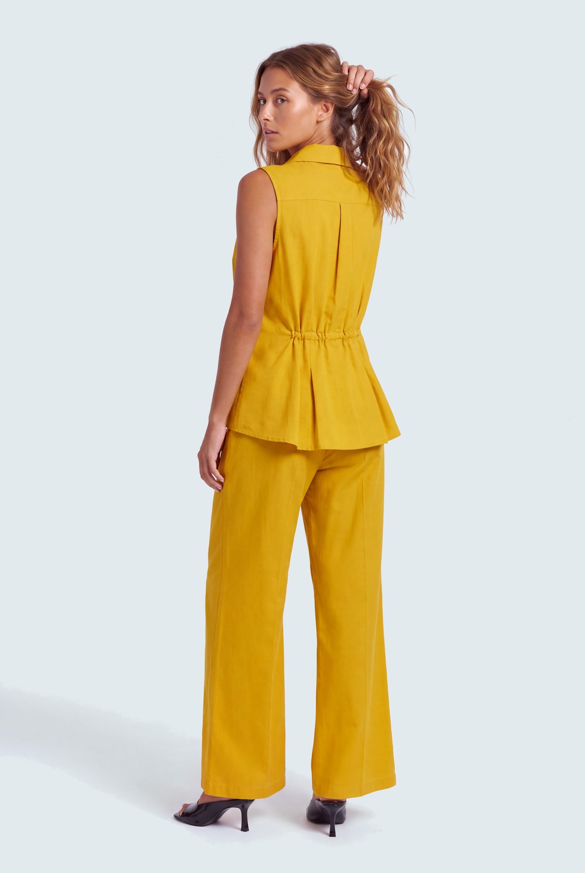 Mustard Slim Fit Sleeveless Shirt - Hustle N Holla