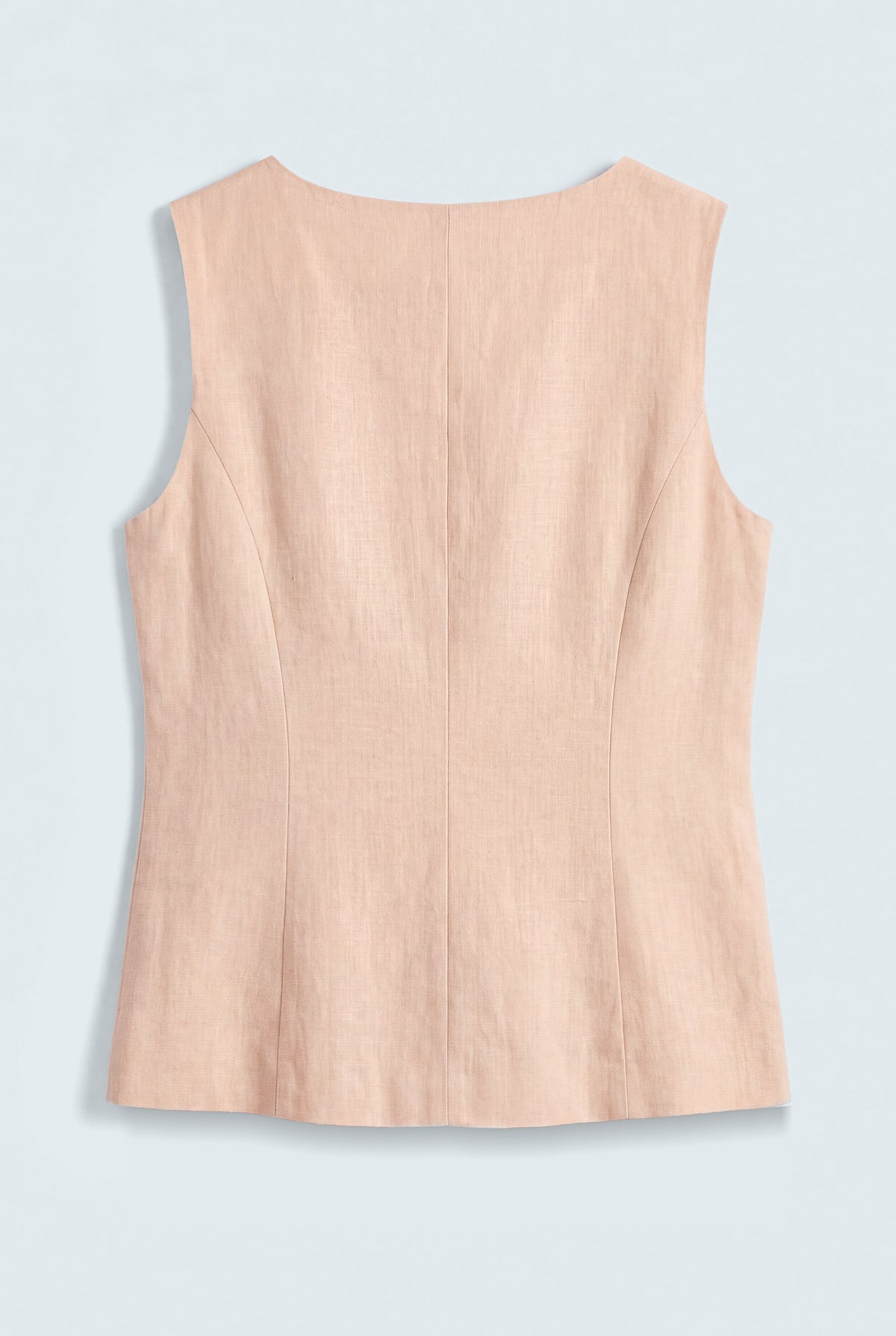 Muted Peach Sleeveless Boat Neck Linen Vest - Hustle N Holla