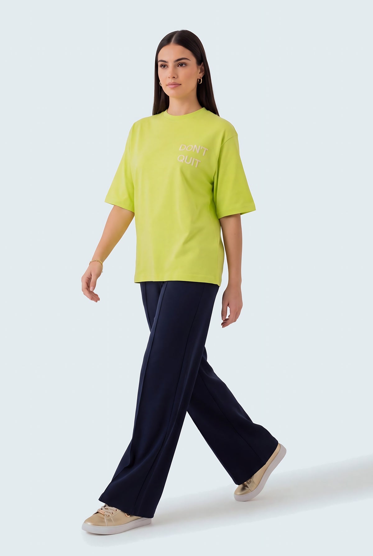 Navy Blue Knitted Wide Leg Pants - Front View - Hustle N Holla
