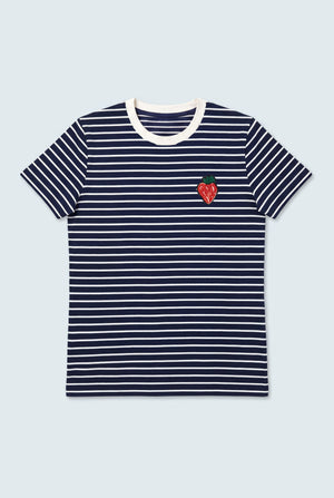 Navy & White Striped Regular Fit T-Shirts - Hustle N Holla