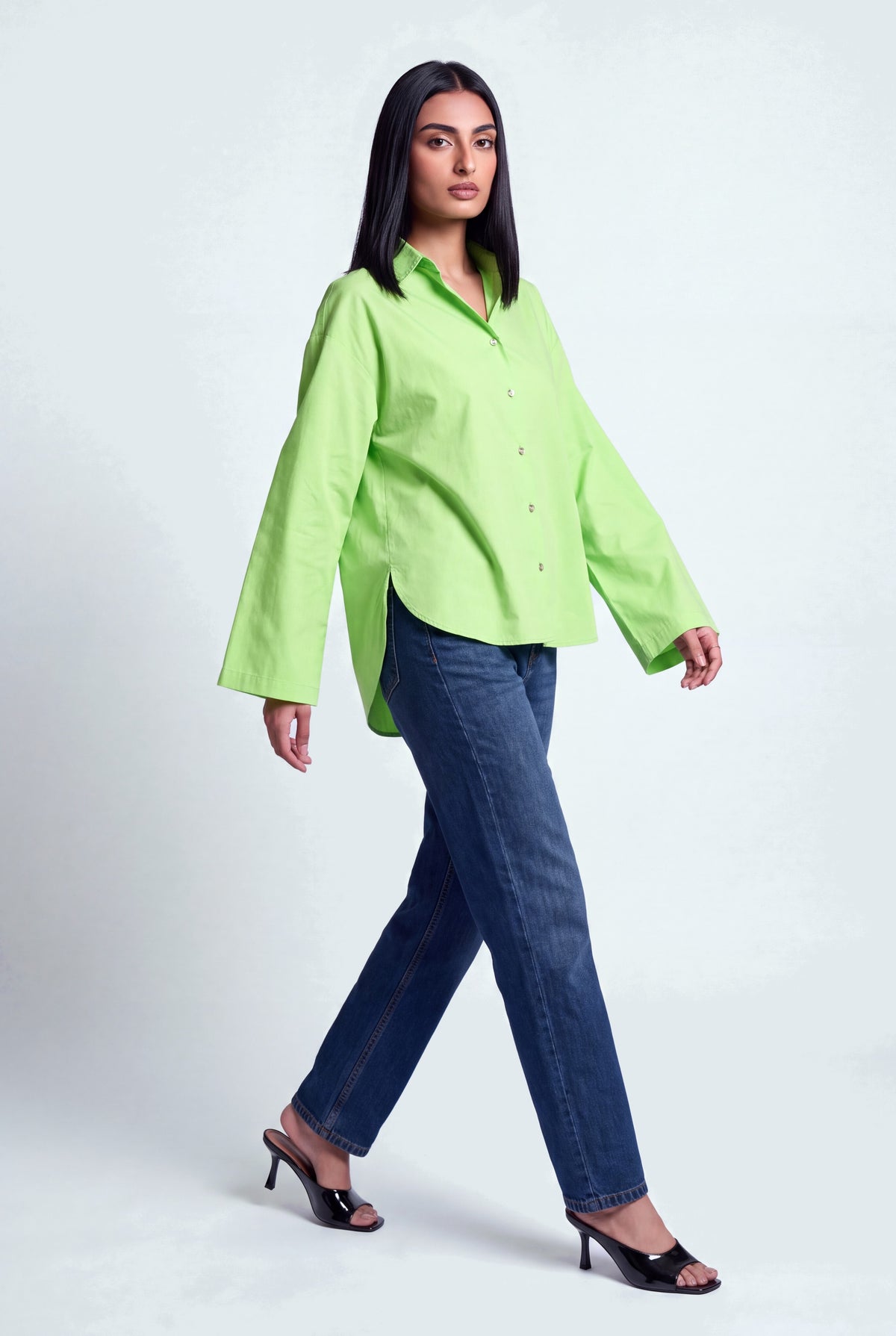 Neon Green Cotton Relaxed Fit Button Down Shirt - Hustle N Holla