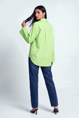 Neon Green Cotton Relaxed Fit Button Down Shirt - Hustle N Holla
