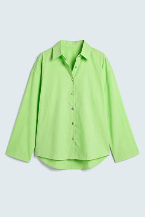 Neon Green Cotton Relaxed Fit Button Down Shirt - Hustle N Holla
