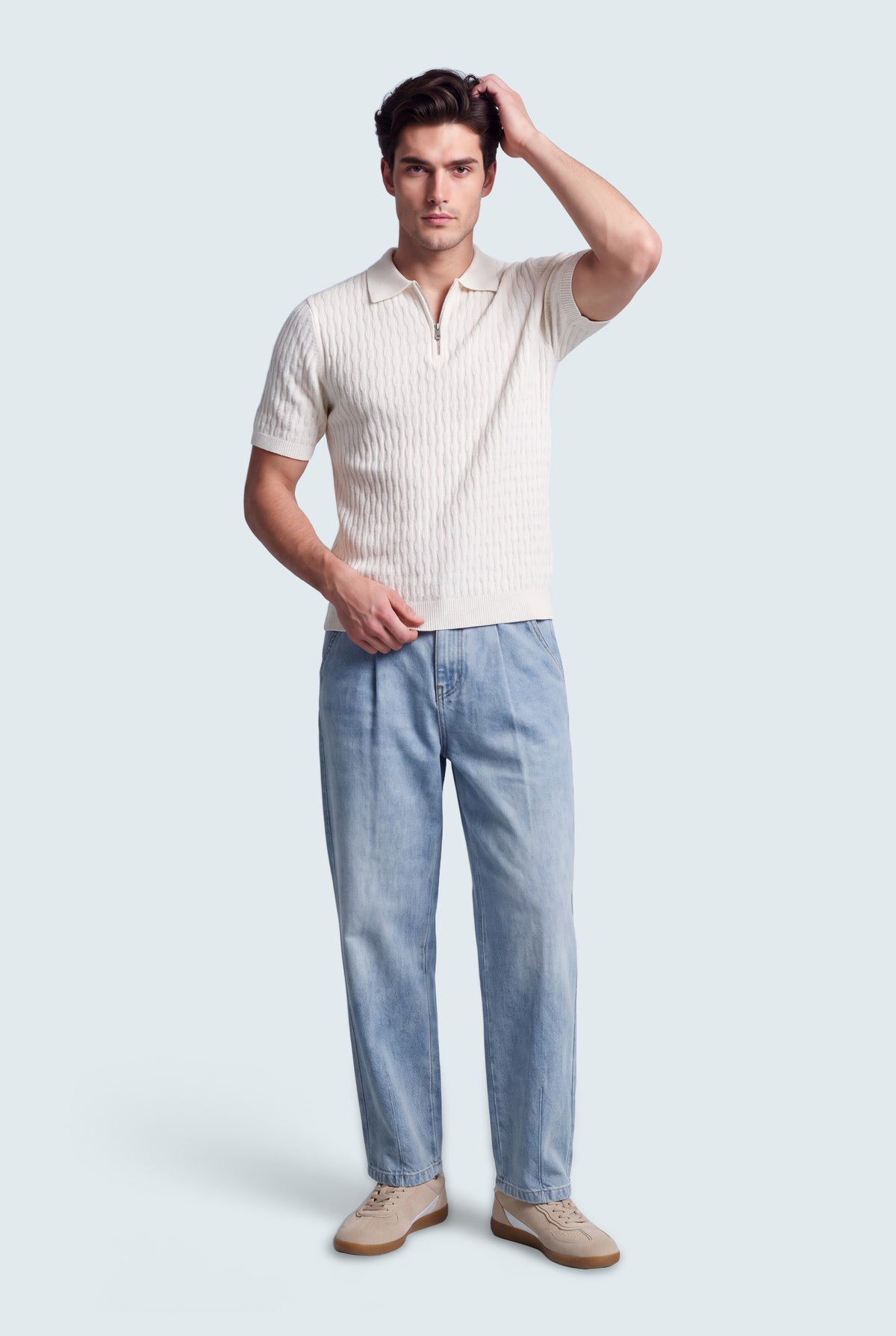 Off White Regular Fit Knitted Polo - Hustle N Holla