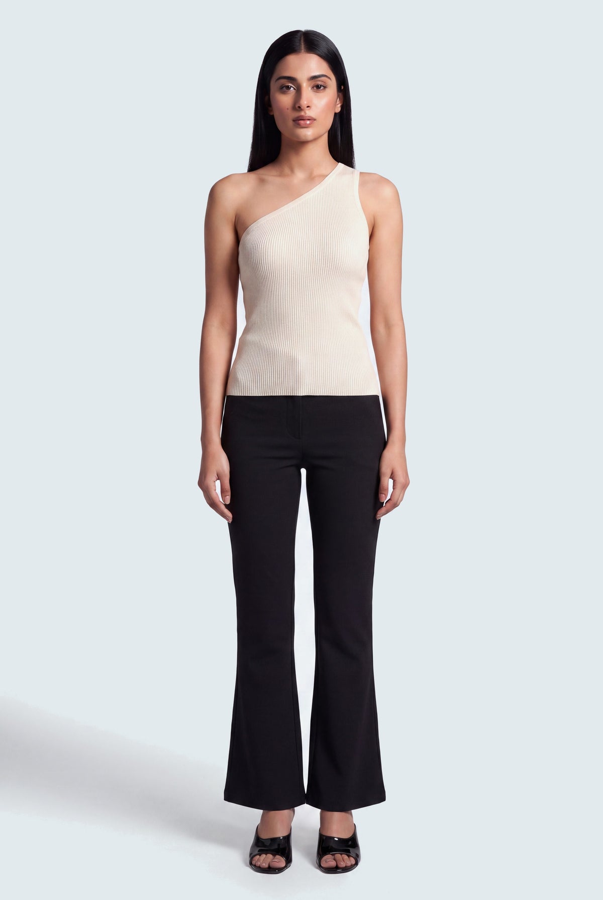Off White Slim Fit Assymetric Rib Top - Hustle N Holla