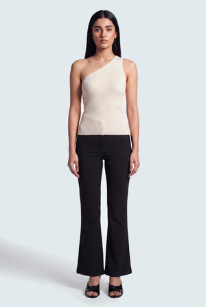 Off White Slim Fit Assymetric Rib Top - Hustle N Holla
