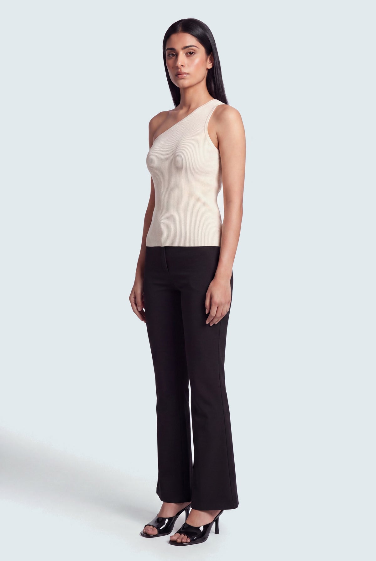 Off White Slim Fit Assymetric Rib Top - Hustle N Holla
