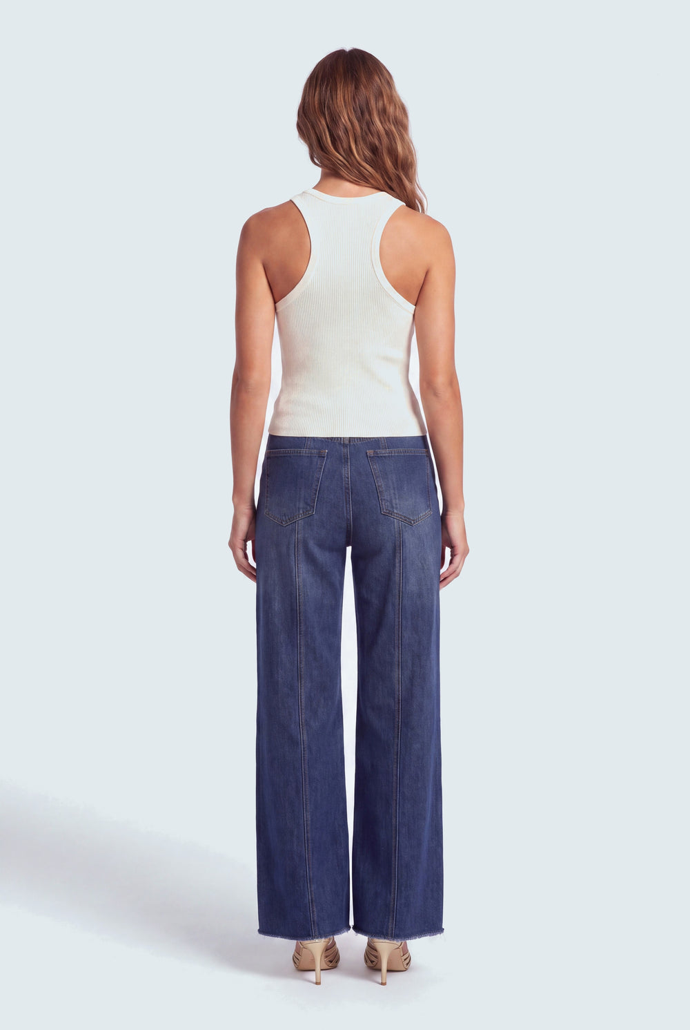 Off White Slim Fit Racer Neck Rib Top - Hustle N Holla