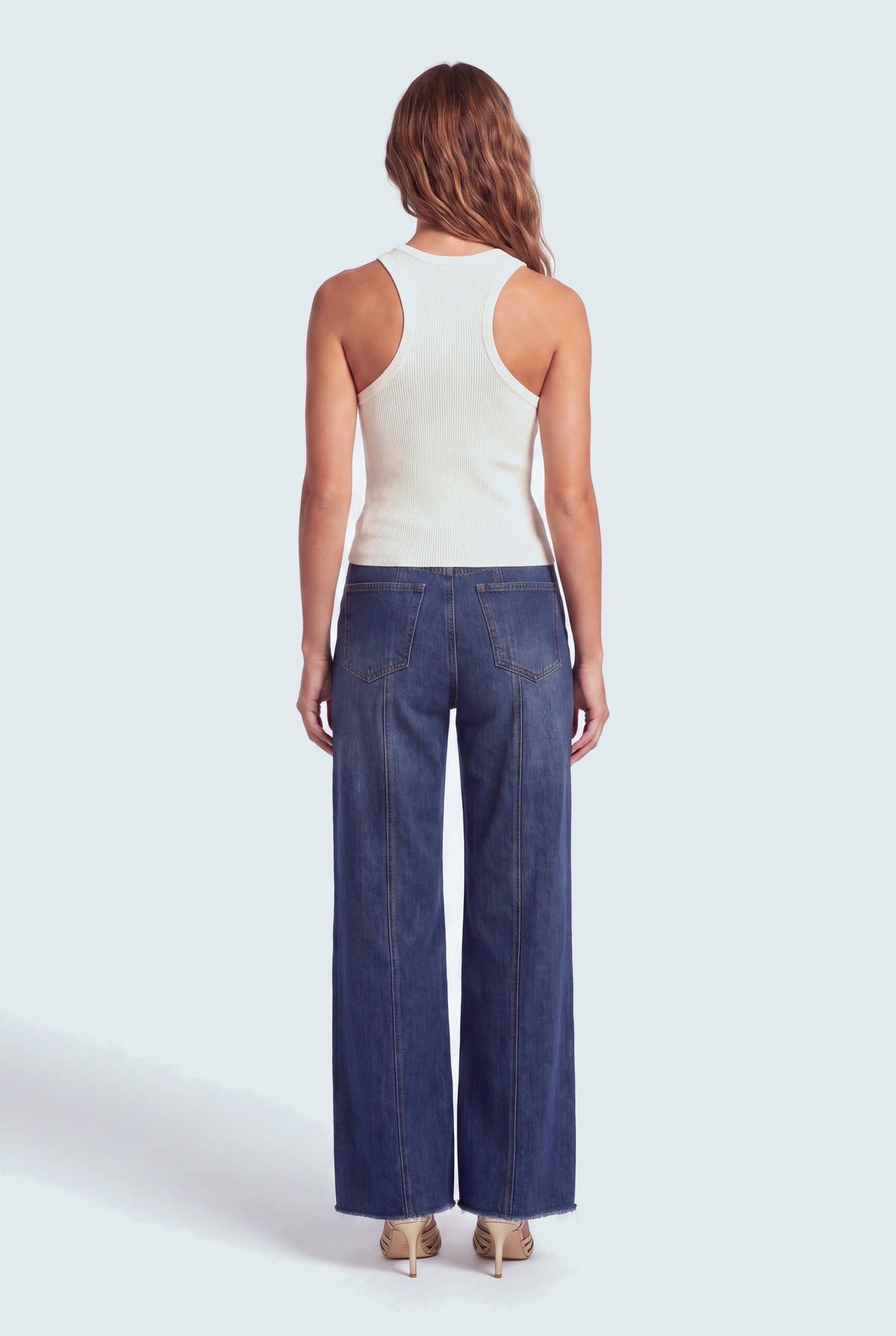 Off White Slim Fit Racer Neck Rib Top - Hustle N Holla