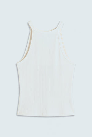Off White Slim Fit Racer Neck Rib Top - Hustle N Holla