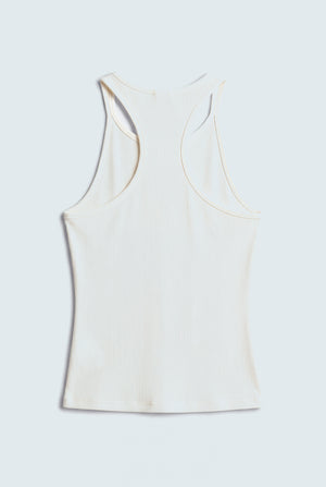 Off White Slim Fit Racer Neck Rib Top - Hustle N Holla