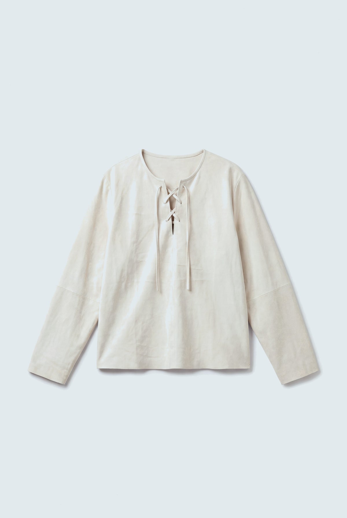 Off White Suede Lace up Relaxed Fit Shirt - Hustle N Holla