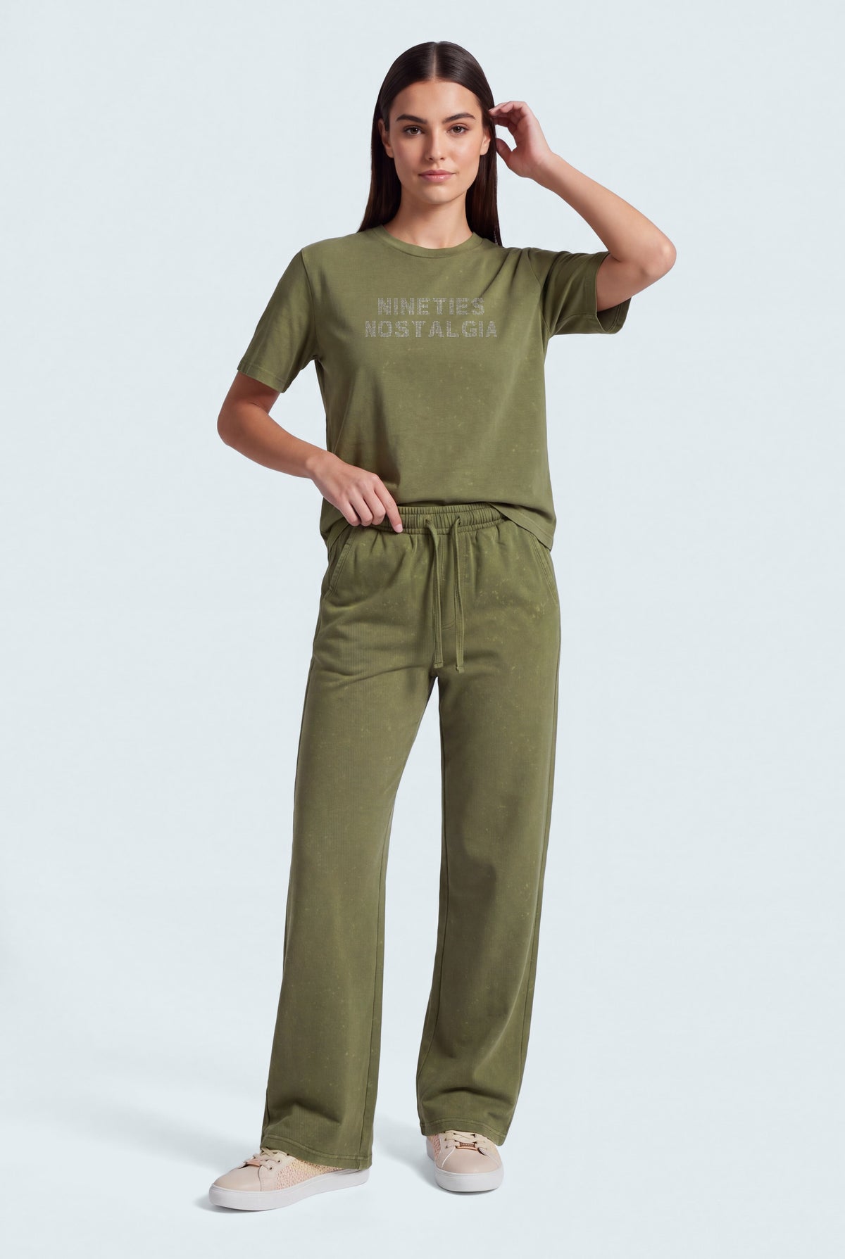 Olive Green Garment Wash Regular Fit T-Shirt - Hustle N Holla