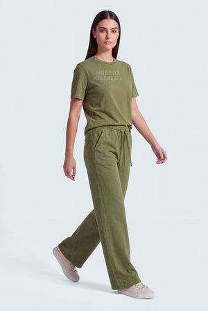 Olive Green Garment Wash Regular Fit T-Shirt - Hustle N Holla