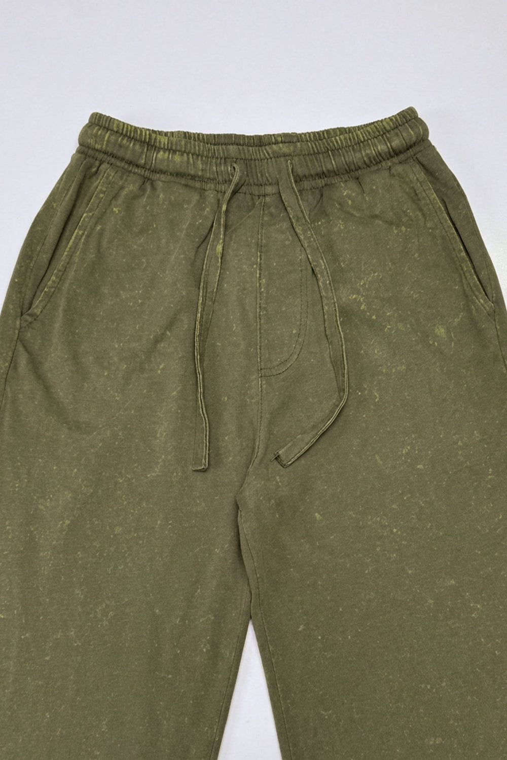 Olive Green Garment Wash Wide Leg Trousers - Hustle N Holla