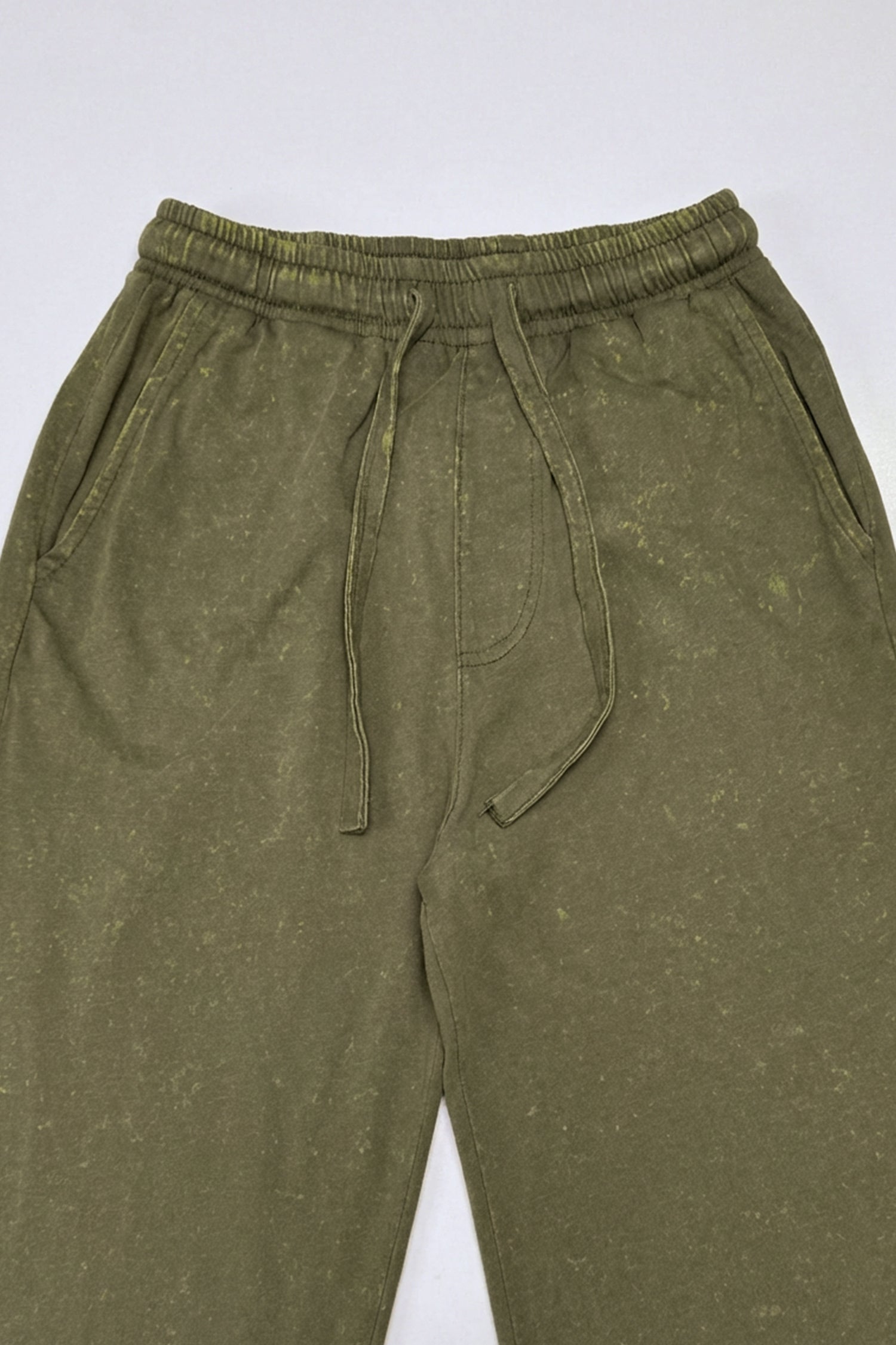 Olive Green Garment Wash Wide Leg Trousers - Hustle N Holla