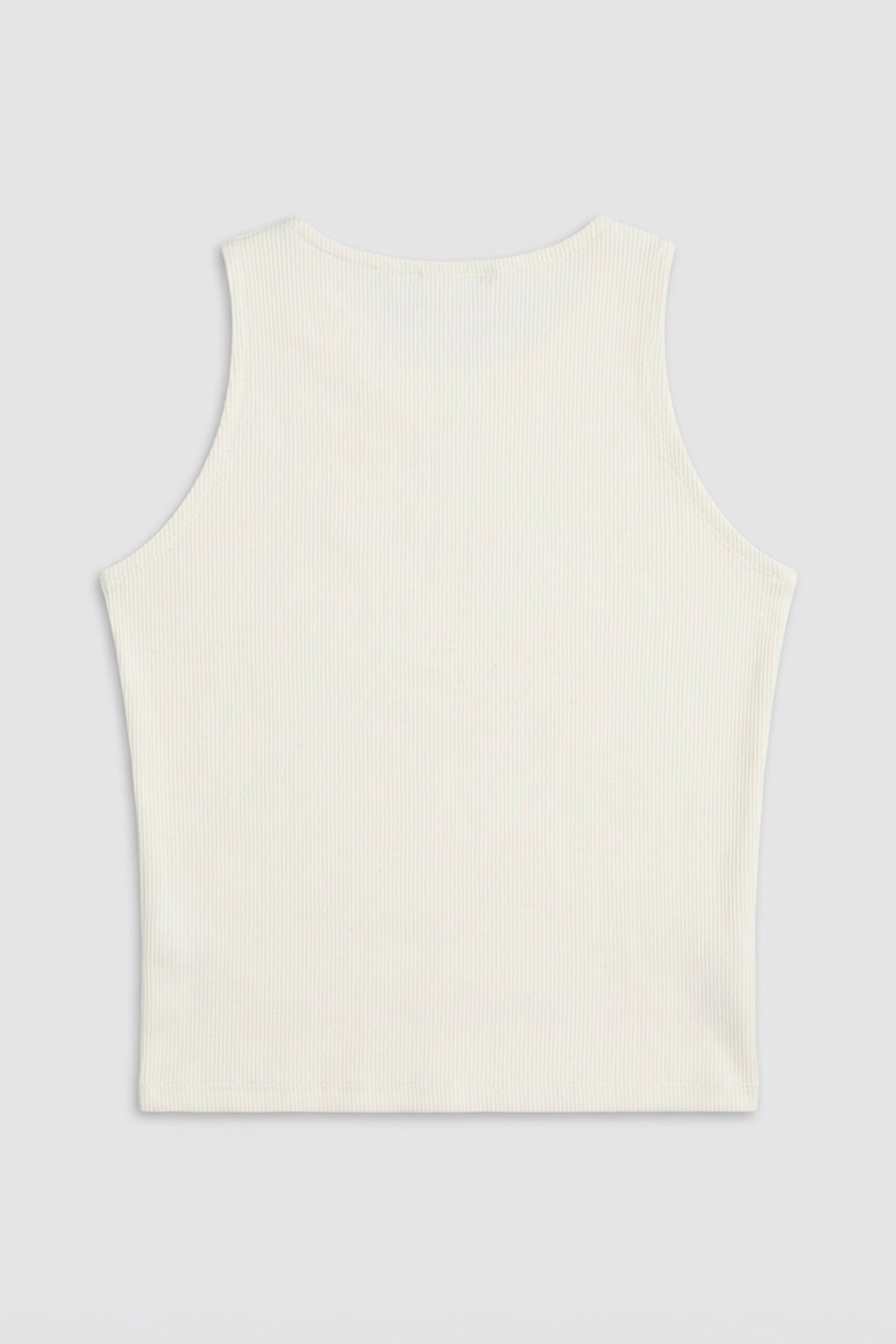 Off White Slim Fit Racer Neck Rib Top