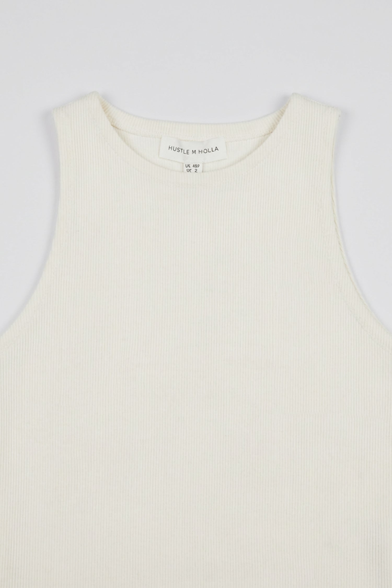 Off White Slim Fit Racer Neck Rib Top