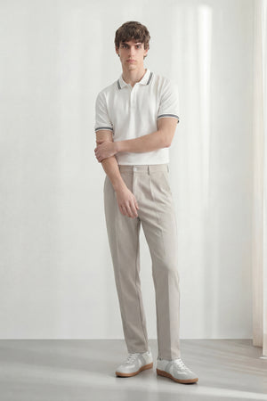 Beige Tailored Fit Signature Soft Trousers - Hustle N Holla