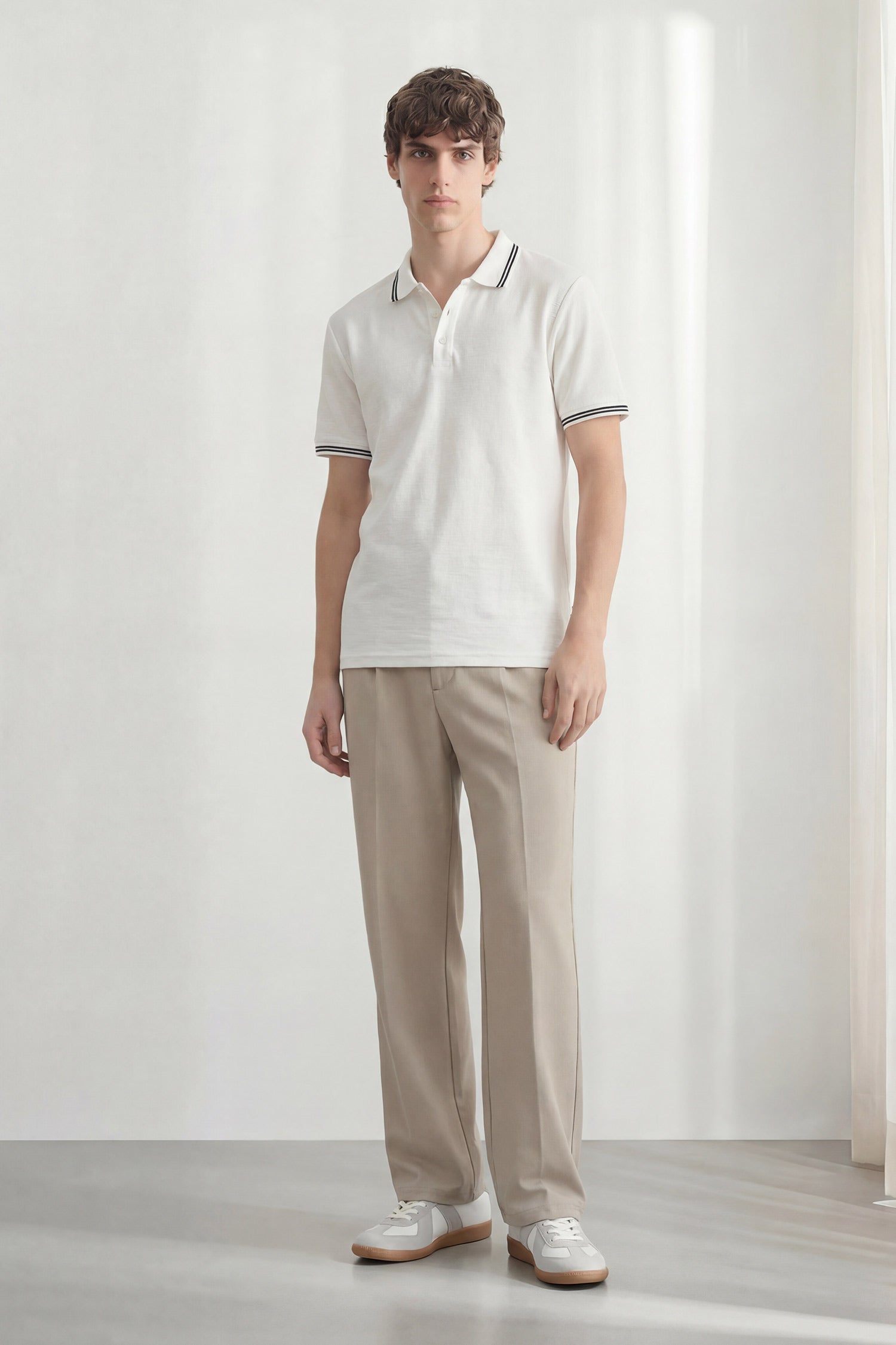 White Regular Fit Pique Polo