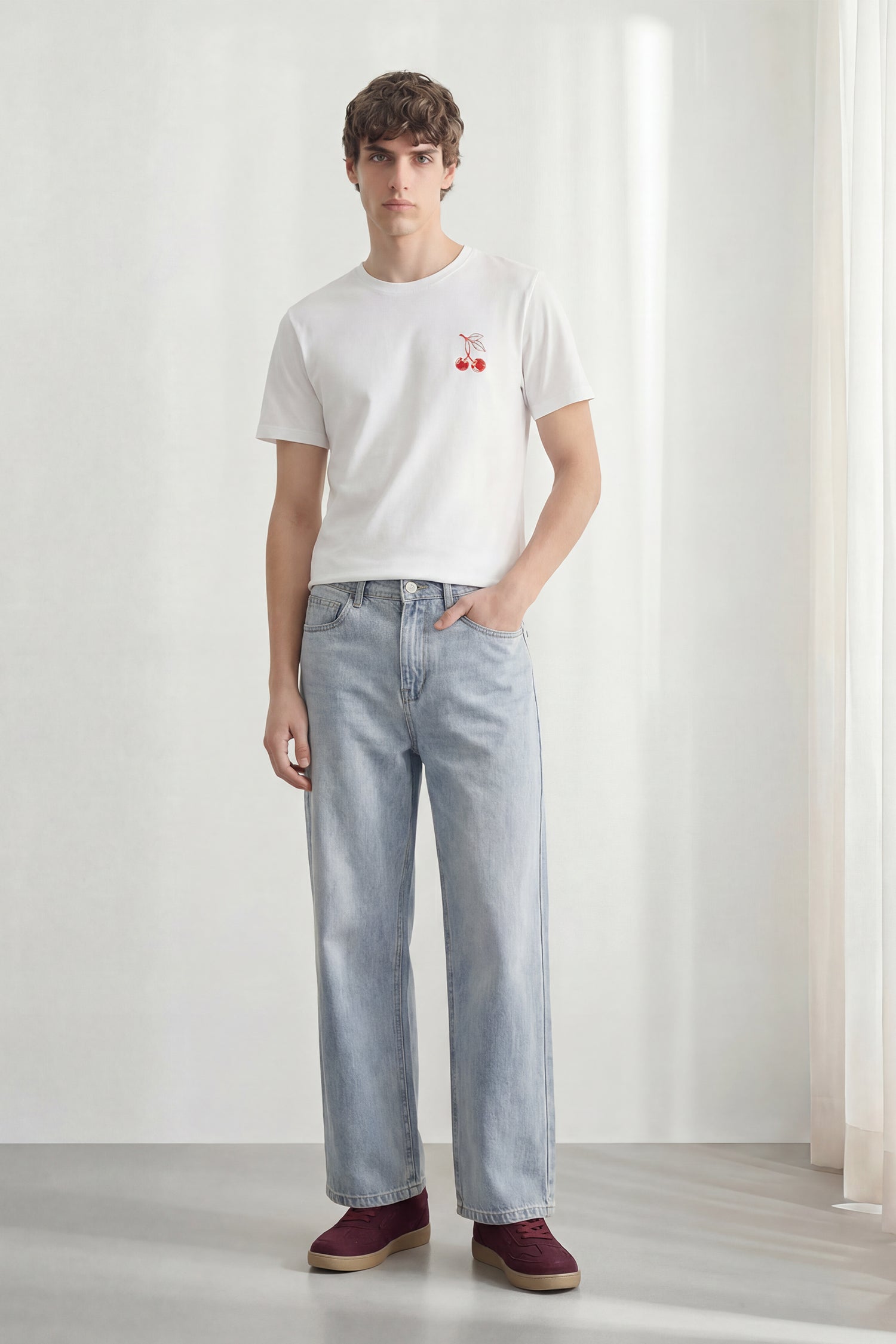 Unisex White Graphic Relaxed Fit T-Shirt