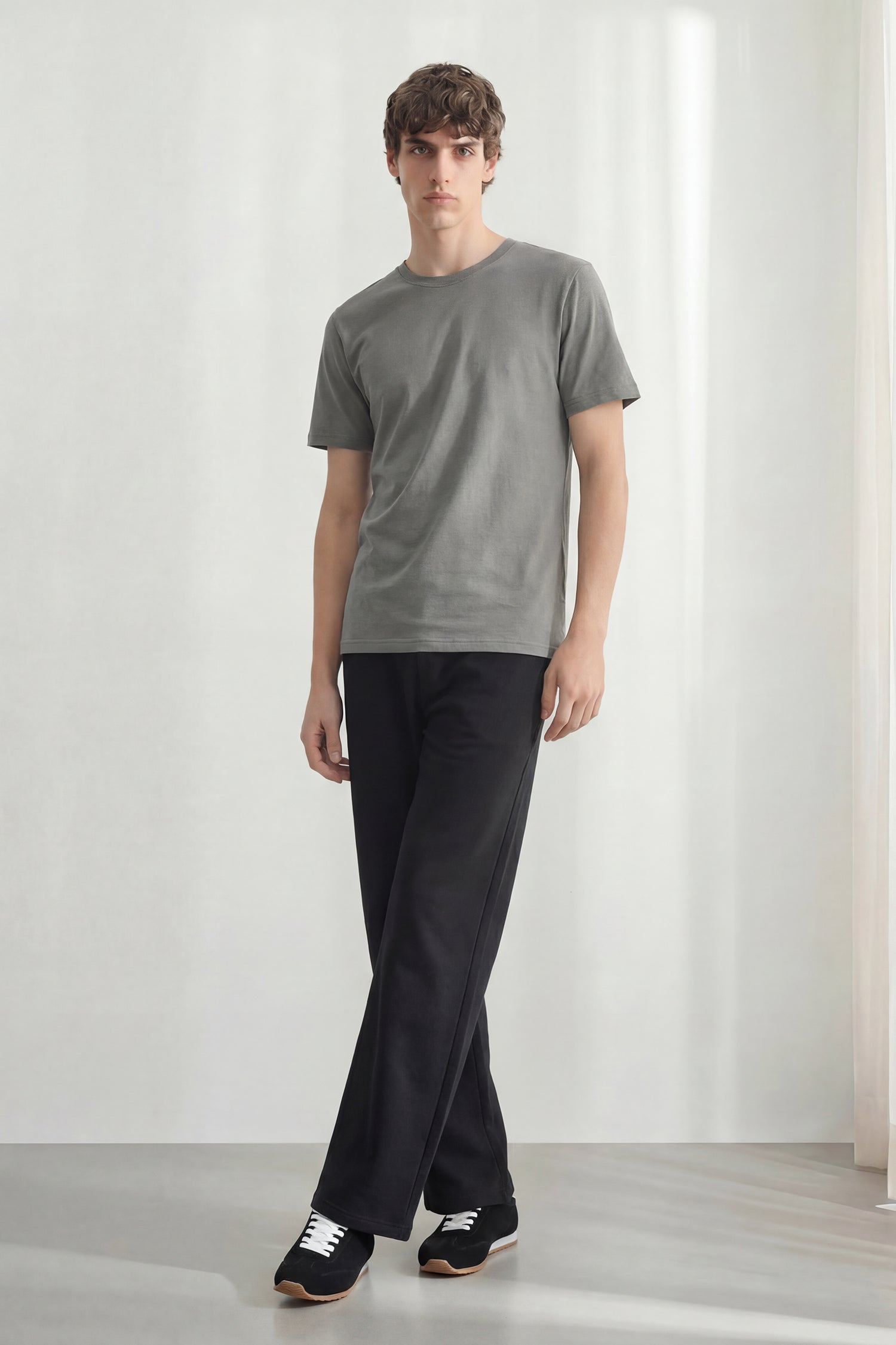 Unisex Basic Grey Relaxed Fit T-Shirt