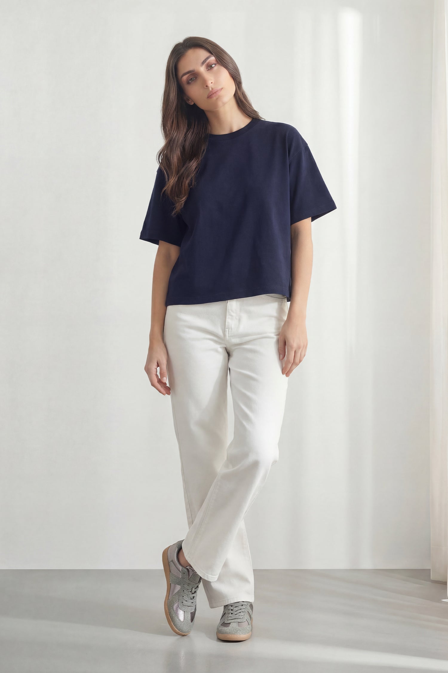 Navy Boxy Fit T-Shirt