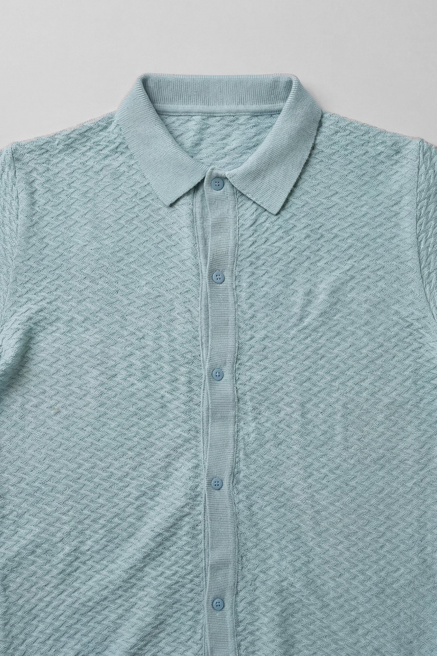 Cool Blue Regular Fit Buttoned Knitted Polo - Hustle N Holla