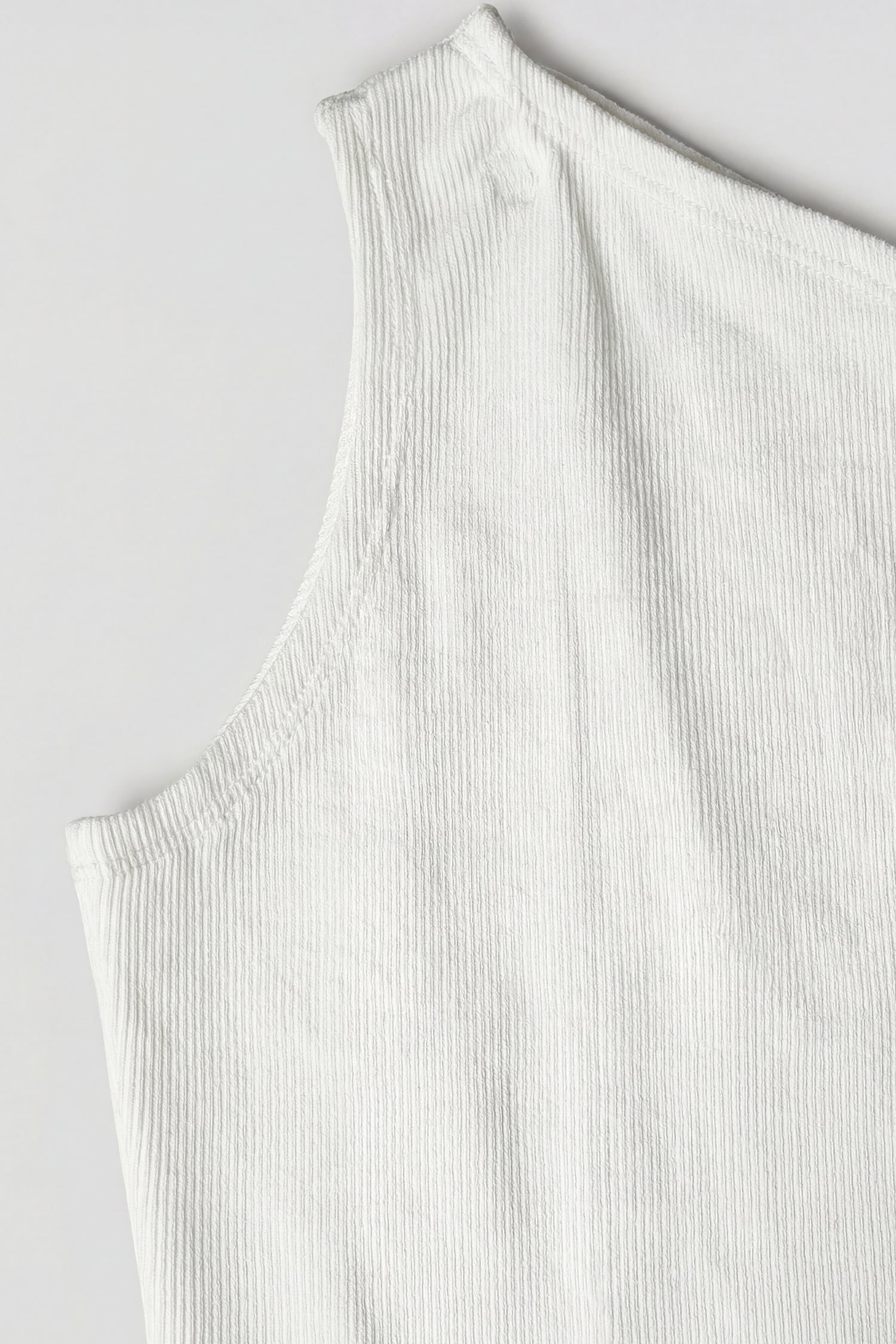 Off White Slim Fit Assymetric Rib Top - Hustle N Holla