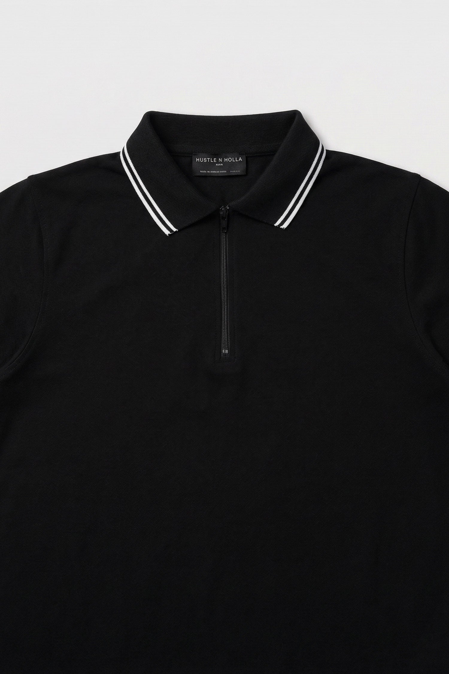 Black Regular Fit Pique Polo - Hustle N Holla