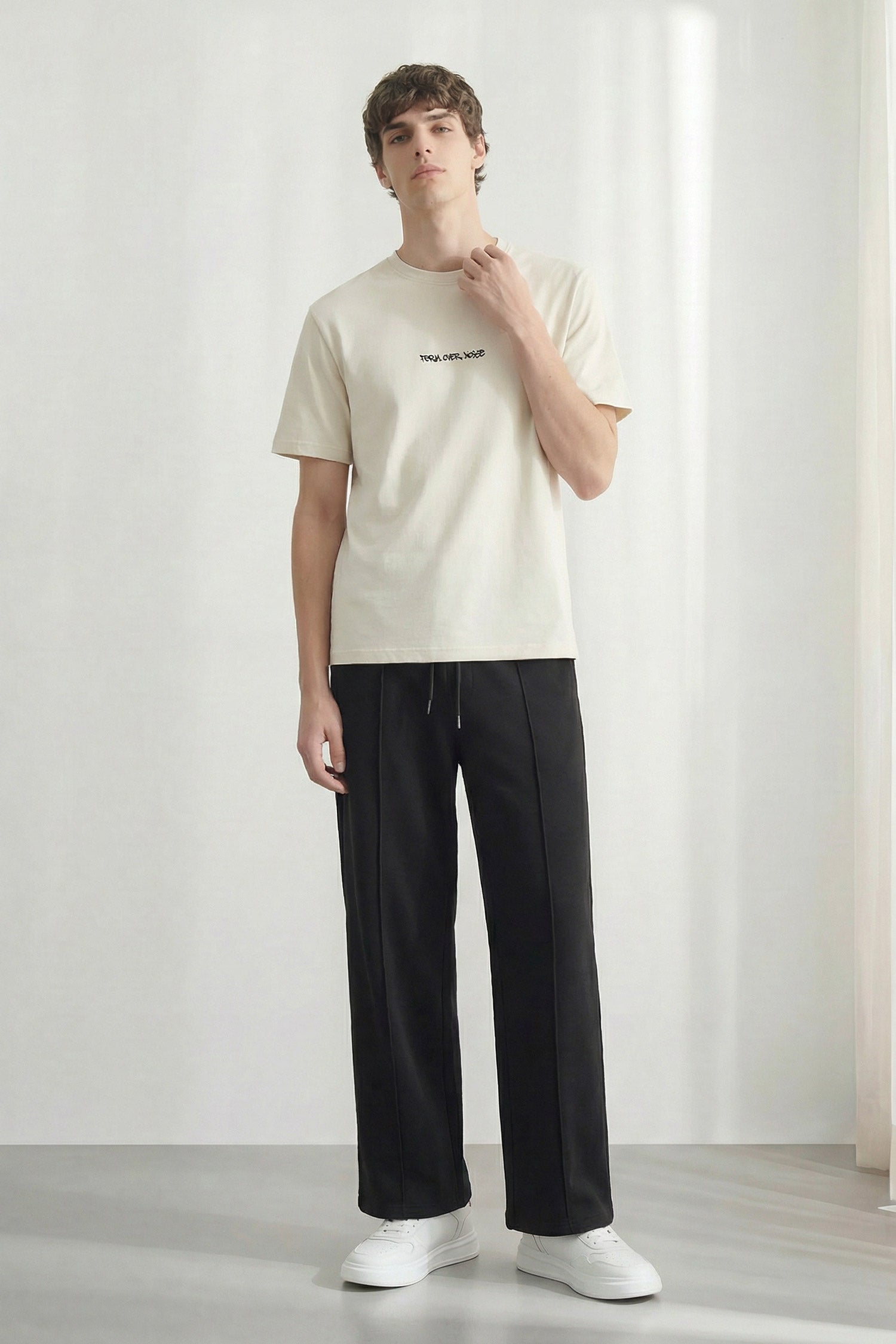 Beige Relaxed Fit Graphic T-shirt - Hustle N Holla