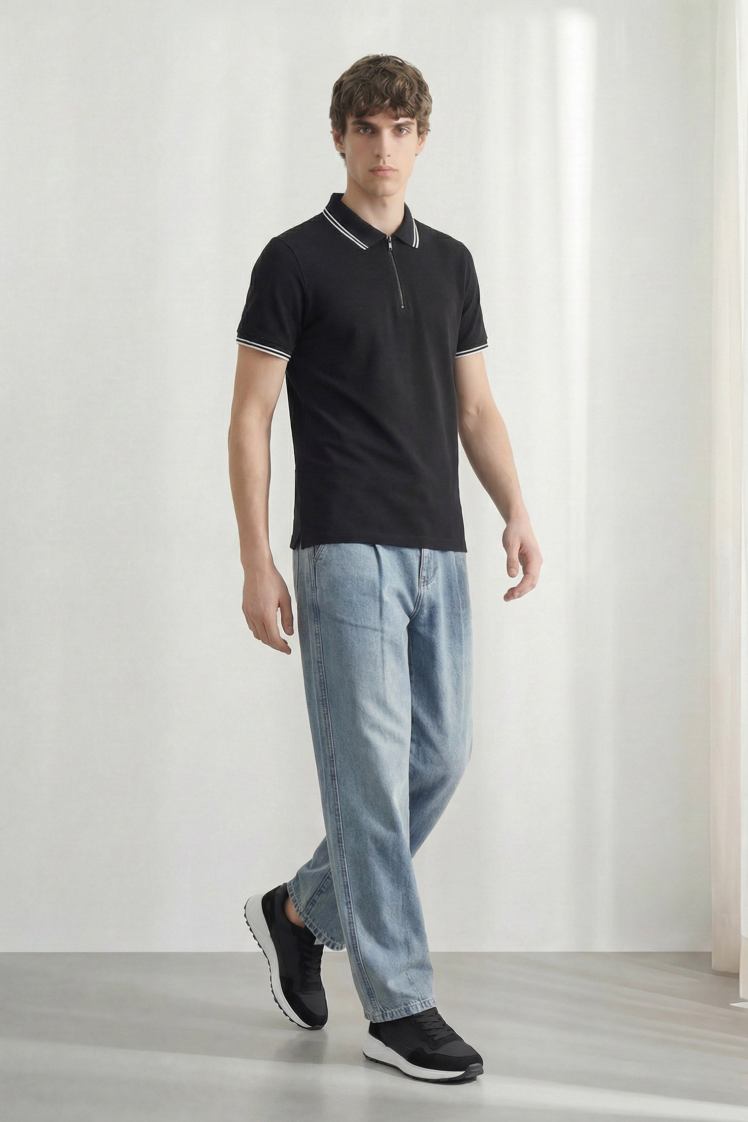 Black Regular Fit Pique Polo - Hustle N Holla