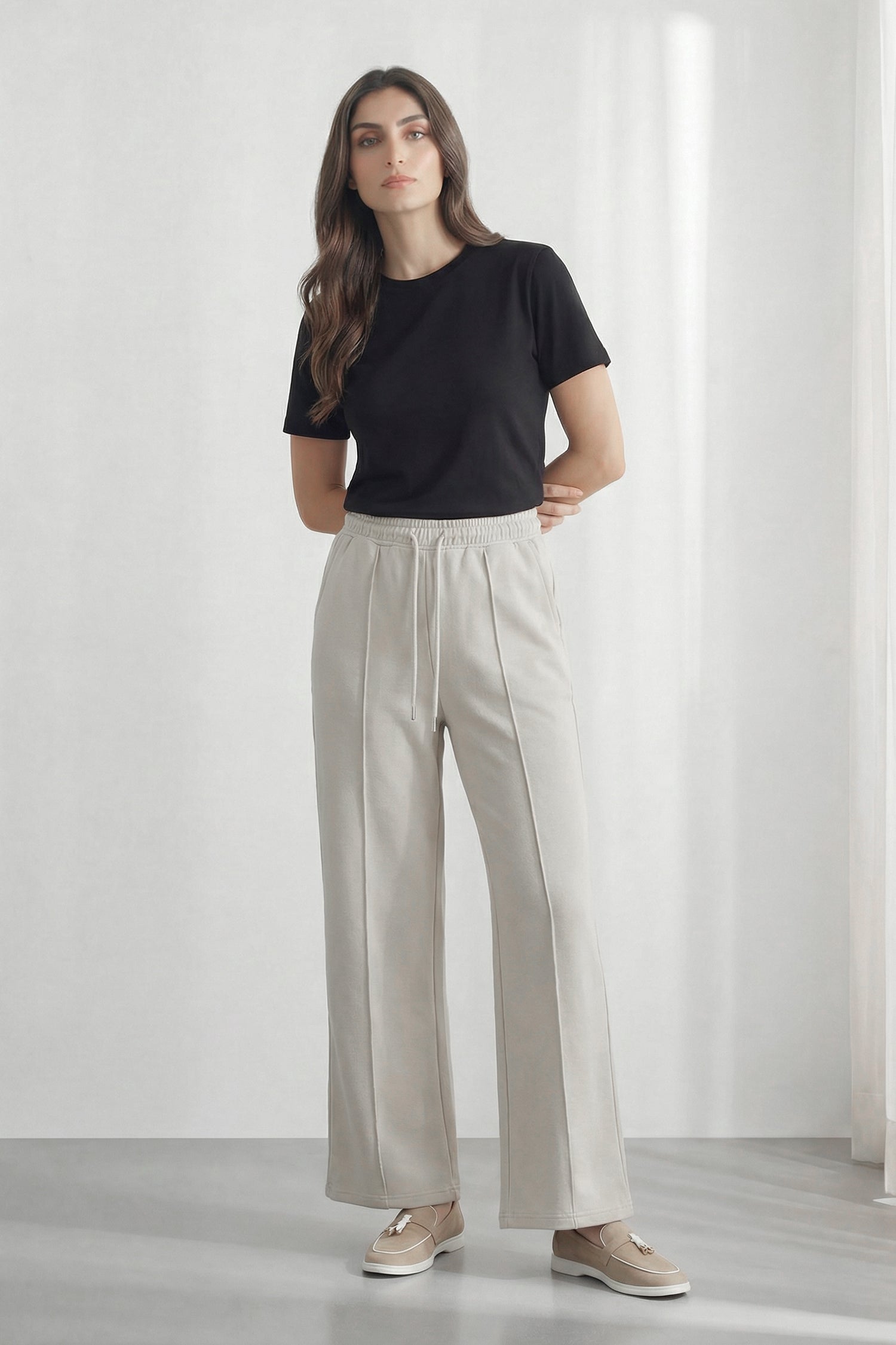 Grey Wide Leg Trousers - Hustle N Holla