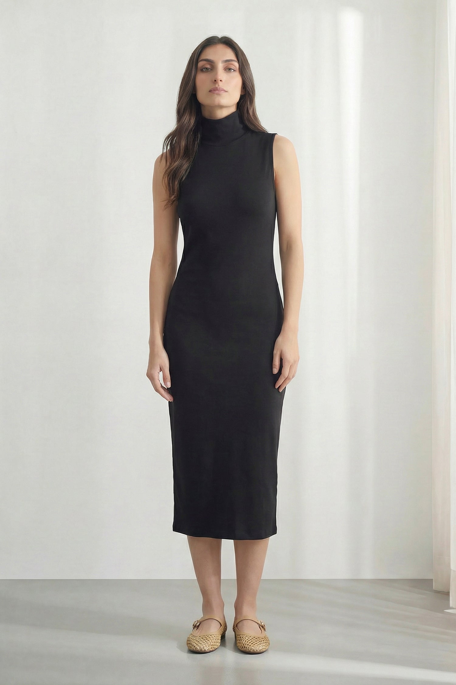 Black Mock Neck Slim Fit Bodycon Dress - Hustle N Holla