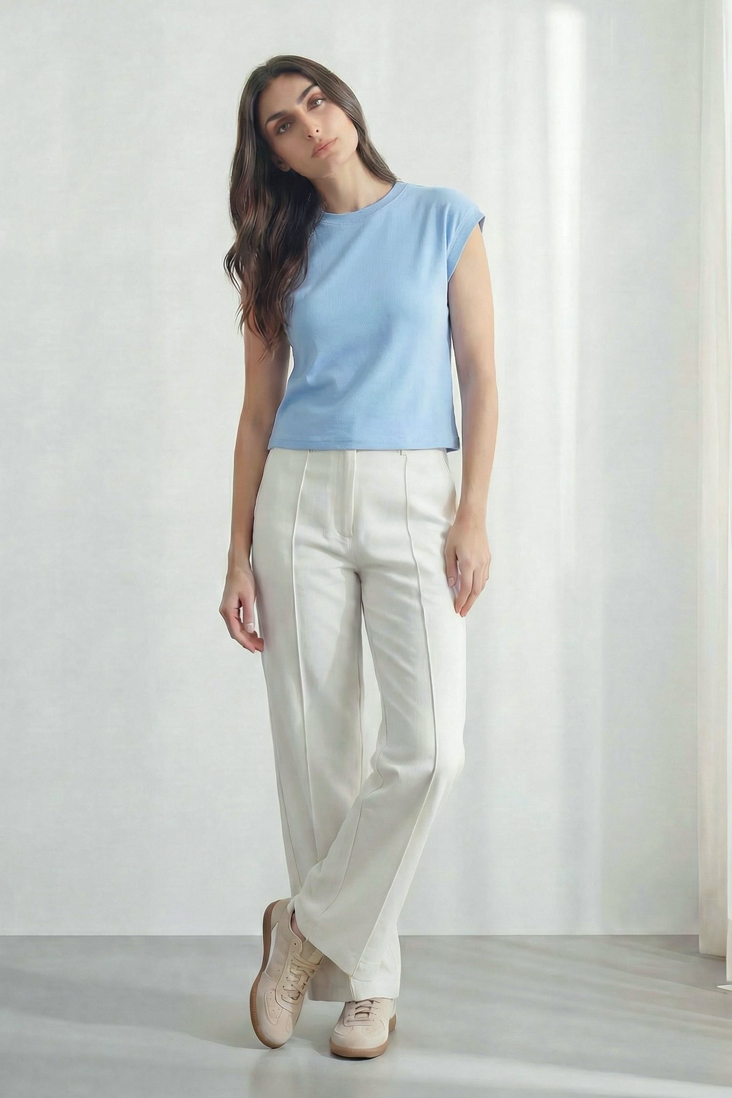 Cool Blue Relaxed Fit Rib Top - Hustle N Holla