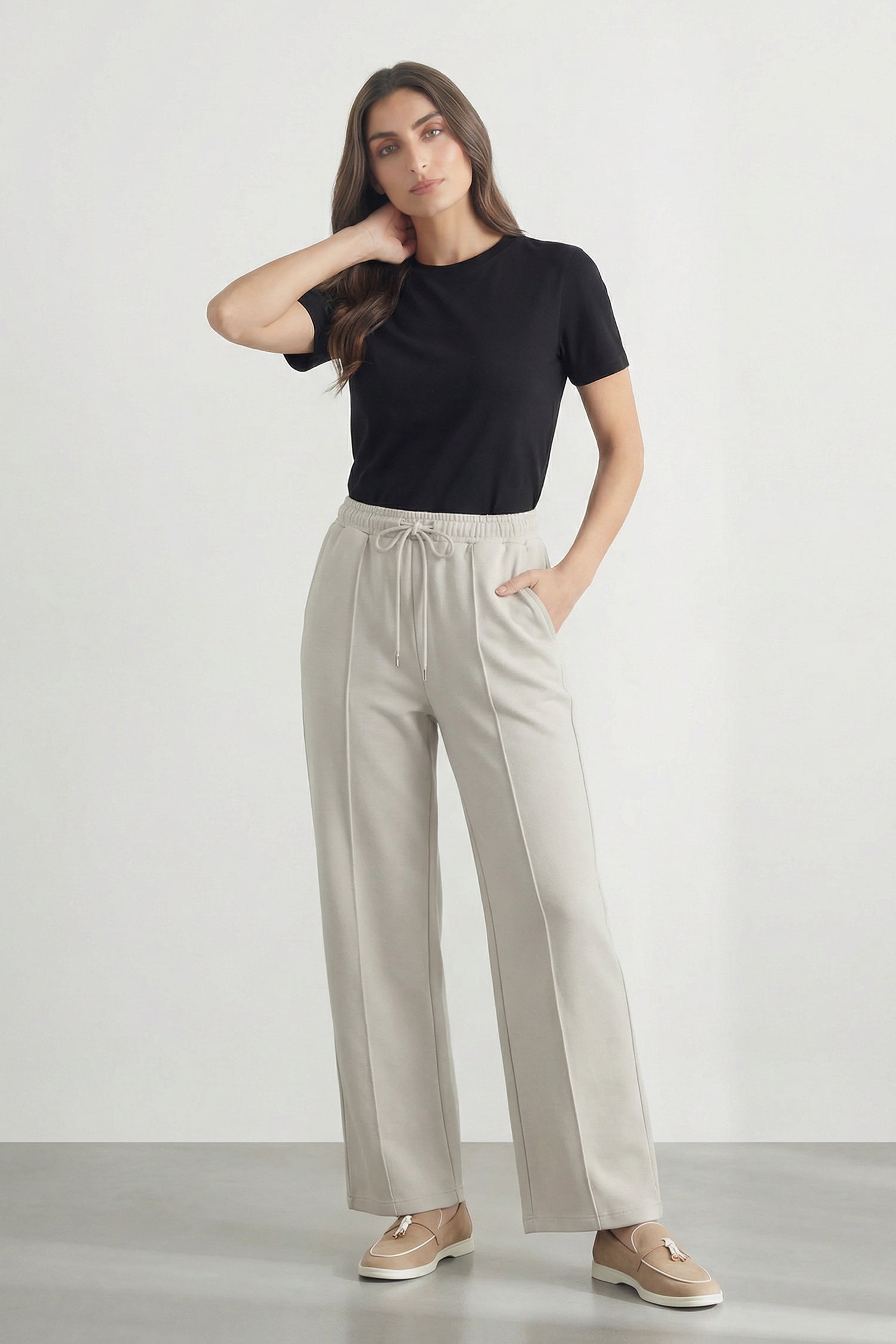 Grey Wide Leg Trousers - Hustle N Holla