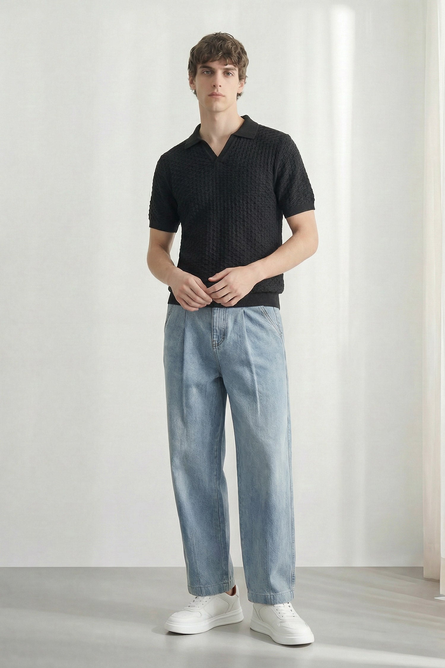 Black Regular Fit Knitted Polo - Hustle N Holla