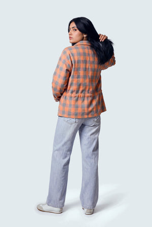 Orange Oversized Flannel Long Shirt - Hustle N Holla