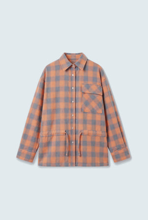 Orange Oversized Flannel Long Shirt - Hustle N Holla