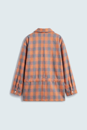 Orange Oversized Flannel Long Shirt - Hustle N Holla