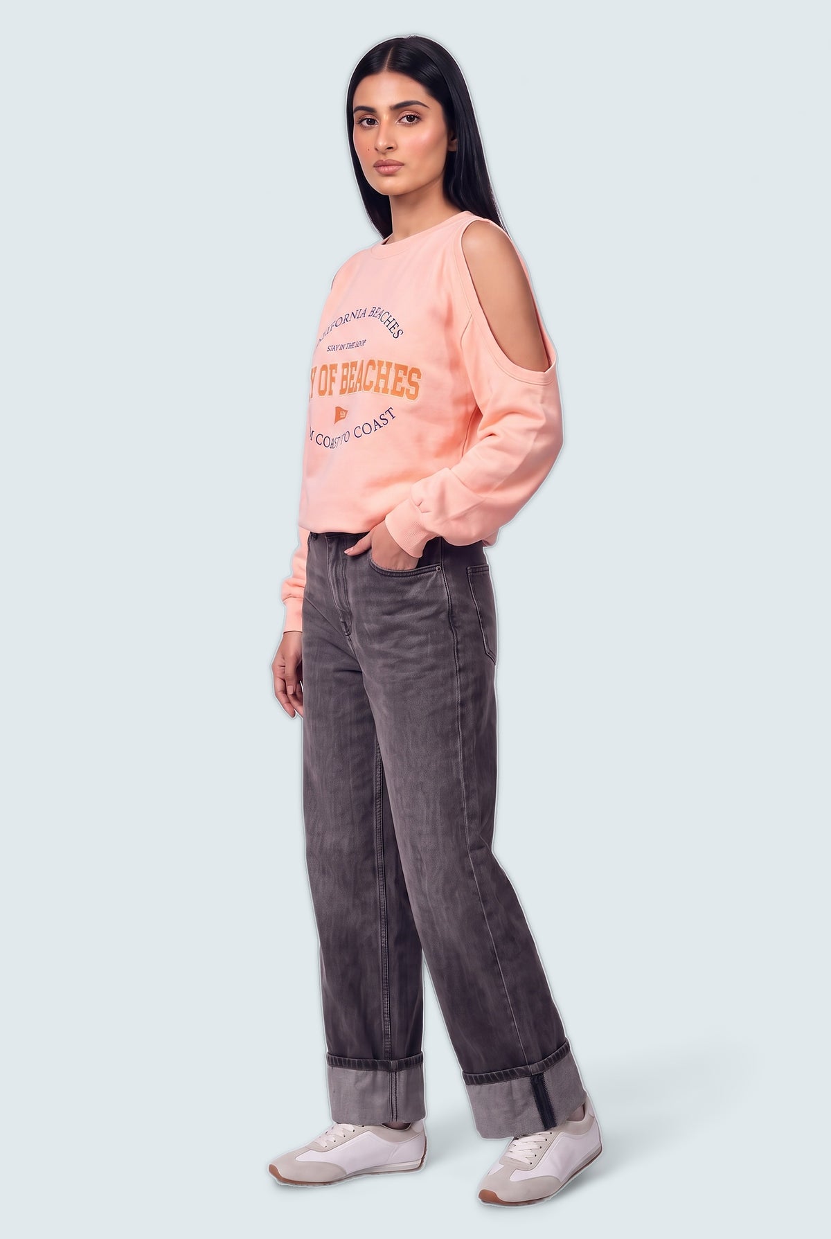 Peach Relaxed Fit Graphic Sweatshirt - Front View - Hustle N Holla