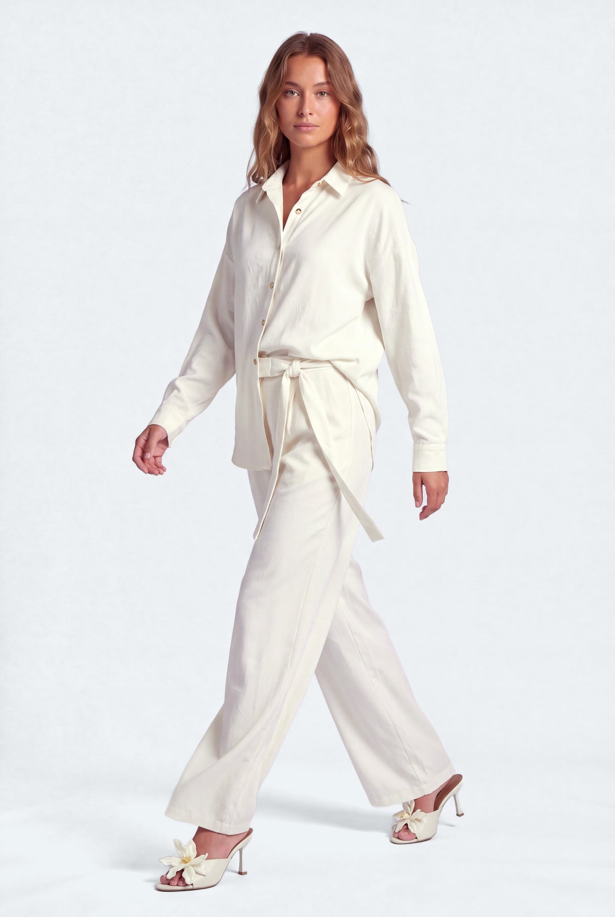 Pearl White Textured Oversized Button Down Top - Hustle N Holla